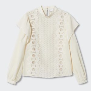 Mango Embroidered Panel Blouse - New With Tags